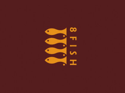 Negative Space Logo - 8 Fish