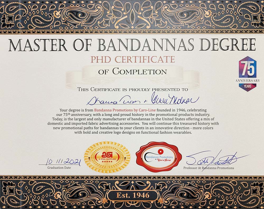 Master of Bandannas Degree for Avalon Image Group